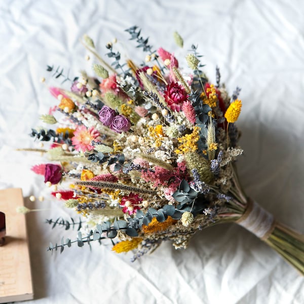 Spring Jewel Bridal Bouquet l Boho Bouquet Set l Dried Flowers Bouquet l Wedding Bouquet