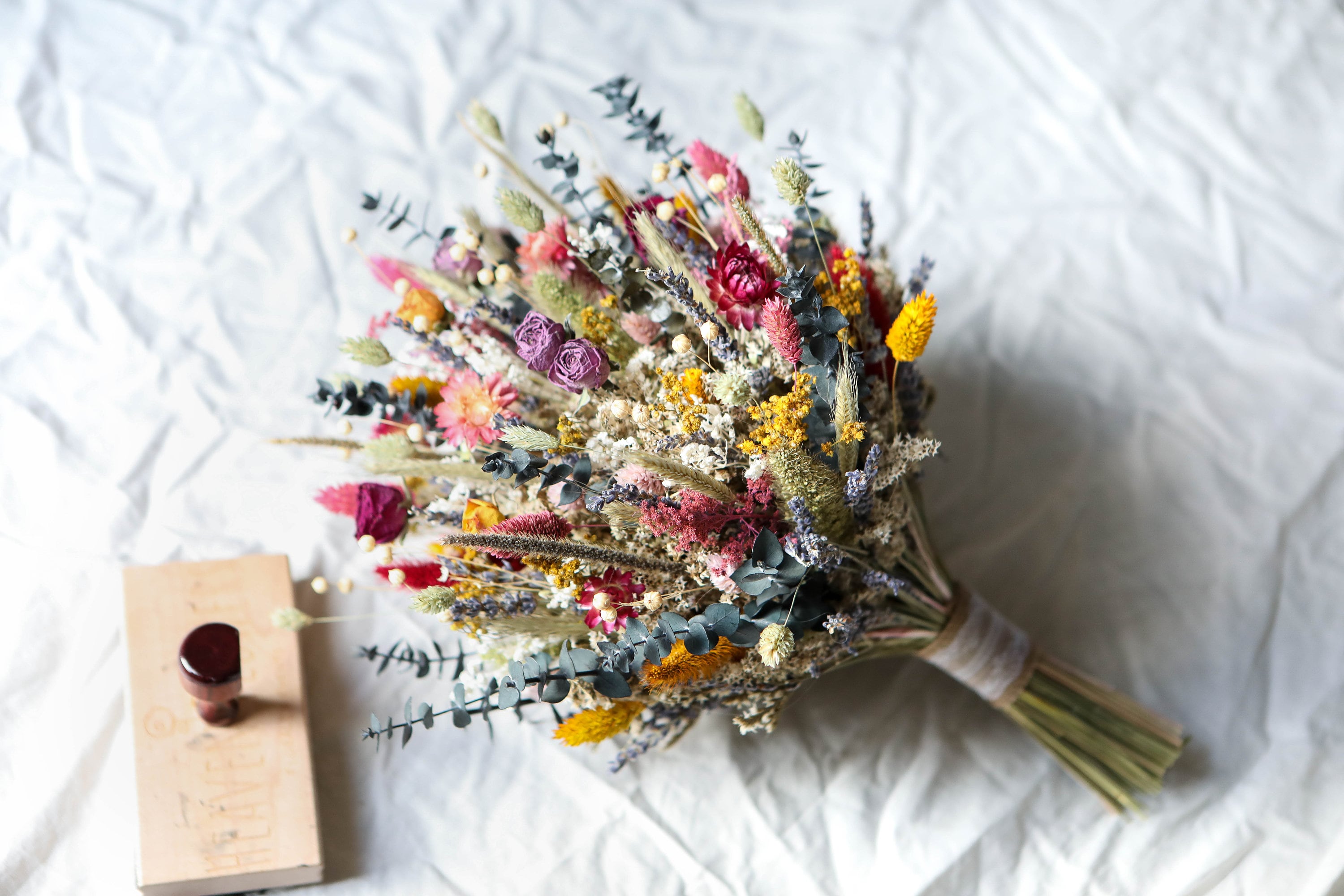 Spring Jewel Bridal Bouquet l Boho Bouquet Set l Dried Flowers Bouquet l Wedding Bouquet