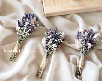 Lavender Boutonniere l Babies Breath Boutonniere l Groom & Groomsmen Boutonniere