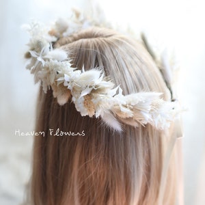 White Pampas Hair Crown l Boho Hair Crown
