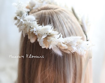 White Pampas Hair Crown l Boho Hair Crown