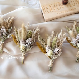 Boho Boutonniere l Pampas Boutonniere l  Groom & Groomsmen Boutonniere