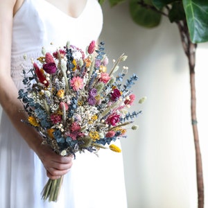 Dried Flower Bouquet, Boho Wedding Arrangement with Lavender & Eucalyptus