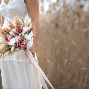 Rosa Rose Pampas Blumenstrauß l Brautstrauß Boho-Hochzeitsstrauß