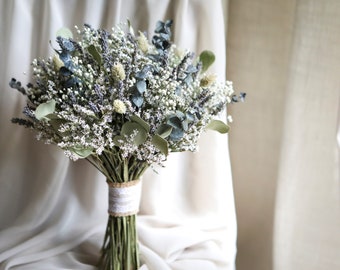 Dried Lavender & Eucalyptus Bouquet, Sage Green Boho Wedding