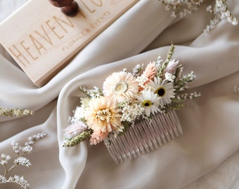 Strawflowers Hair Comb l Dry flowers comb l Brides Hair Accessories