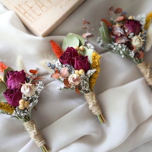 Terracotta Boho Boutonniere l Dried Flowers Boutonniere l Groom & Groomsmen Boutonniere