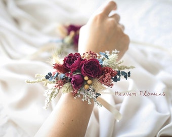 Hot Pink Wrist Corsage l Dried Flowers Wrist Corsage