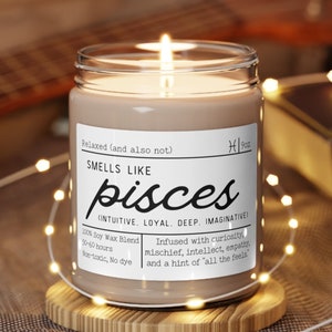 Pisces Candle, Pisces Zodiac Candle, Smells Like Candle, Gift for Pisces Birthday, Pisces Zodiac Gifts, Astrology Gift, Pisces Birthday