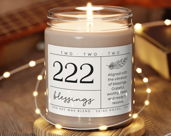 222 Angel Number Candle, 222 Candle, Intention Candle, Repeating Numbers Candle, Angel Number Candle, Spiritual Candle, Mystical Candle