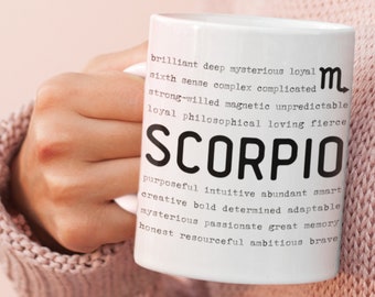 Scorpio Zodiac Mug, Scorpio Mug, Zodiac Mug, Gift for Scorpio Zodiac, Scorpio Traits, Zodiac Gifts, Astrology Gift, Scorpio Birthday Gift