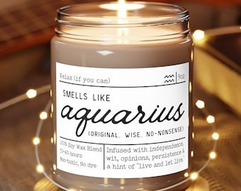 Aquarius Candle, Aquarius Zodiac Candle, Smells Like Candle, Zodiac Candle - Gift for Aquarius Birthday, Astrology Gift, Astrology Candle