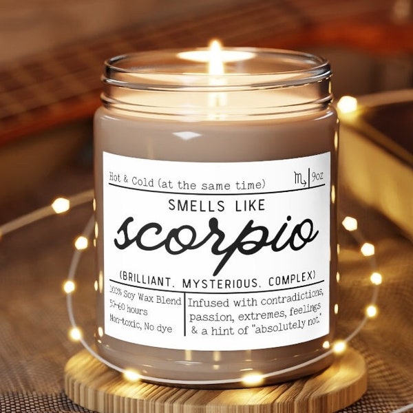 Scorpio Candle - Scorpio Birthday Gift - Scorpio Zodiac Candle - Smells Like Candle - Gift for Scorpio Zodiac - Astrology Candle