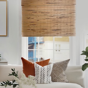 MOOD Cordless Bamboo Roman Shades, Natural Wood Collection