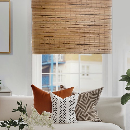 MOOD Cordless Bamboo Roman Shades Natural Wood Collection Etsy