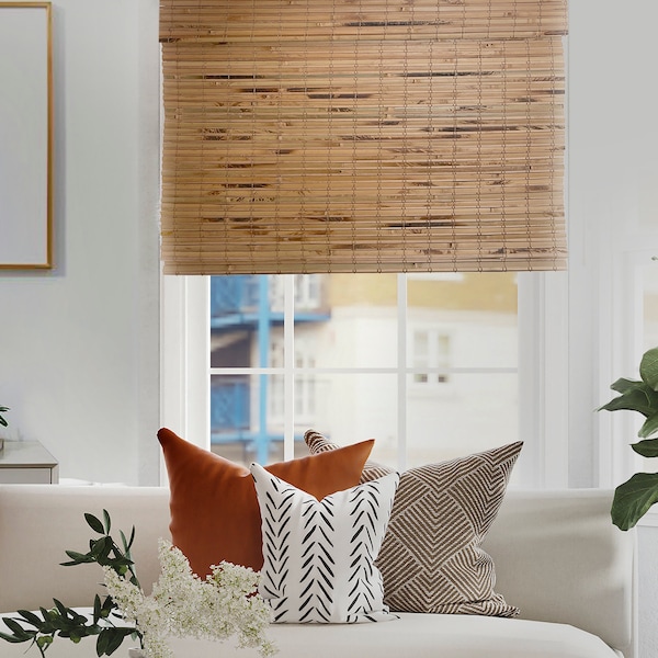 MOOD Cordless Bamboo Roman Shades, Natural Wood Collection