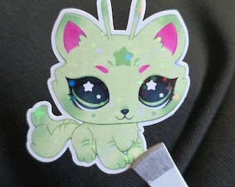Pegatina brillante de Marty Alien Cat LPS