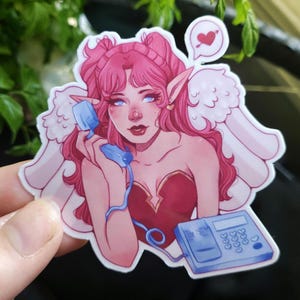 Valentine&#39;s Day Cupid Glossy Sticker: Handmade Water-Resistant Decal