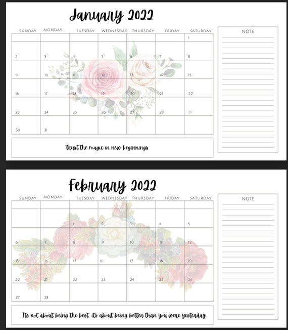 12 Month Calendar | Etsy