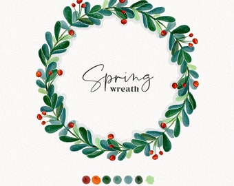 Watercolor Floral Clipart |  Floral Wreath |  Wreath Clipart | Spring Flowers Wreath | Watercolor Clipart | Wreath Illustration