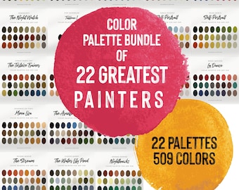 Color Palette Bundle | Color Swatches | Procreate or Any Use | 509 Colors | Famous Painters' Colors