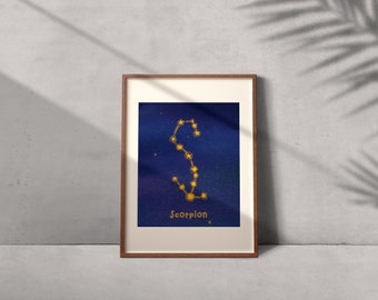 Poster Zodiac Signs  | 12 Horoscope Sign  | Astrology Print  | Star Constellation Print  | Home Decor Chart Art | All Horoscope