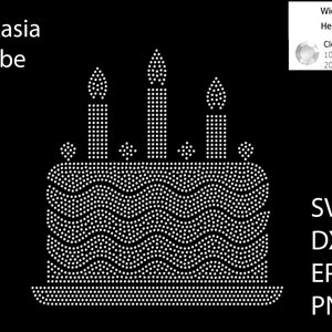 Birthday Cake Rhinestone Template SVG | DXF | EPS | Cricut, Silhouette | (1475)