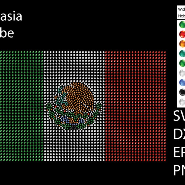 Mexico Flag Rhinestone template SVG | DXF | EPS Cricut, Silhouette | (1286)
