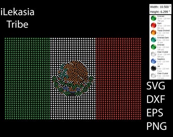 Mexico Flag Rhinestone template SVG | DXF | EPS Cricut, Silhouette | (1286)