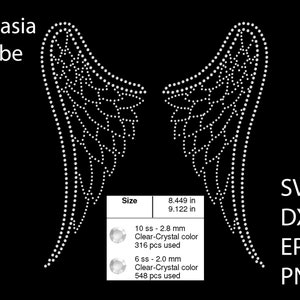 Angel Wings Rhinestone template SVG | DXF | Cricut, Silhouette | Wings (1008)