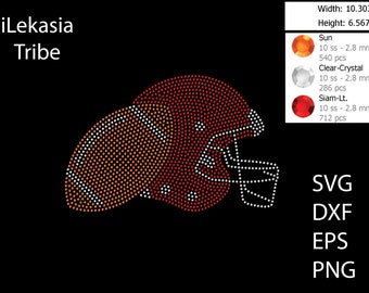 Football and Helmet Rhinestone template SVG | DXF | EPS Cricut, Silhouette | (1552)