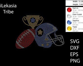 Football and Helmet Rhinestone template SVG | DXF | EPS Cricut, Silhouette | (1551)