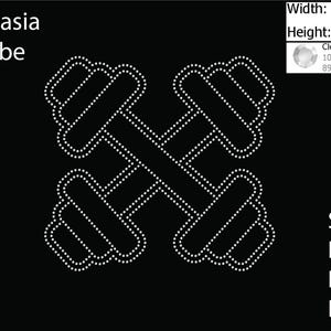 May include: A white dotted dumbbell design on a black background. The image includes the text "iLekasia Tribe" and file type options: SVG, DXF, EPS, and PNG. The width is 10.043 inches and the height is 9.366 inches.