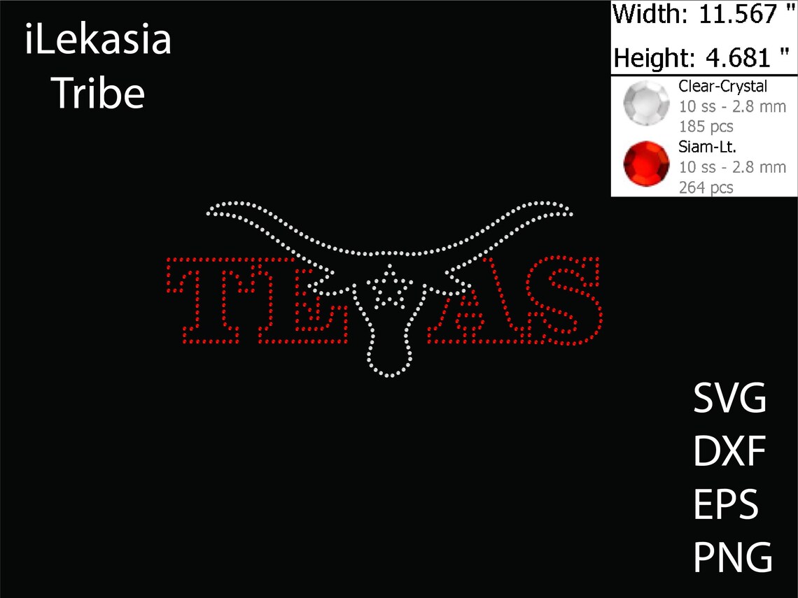 Texas Dallas Rodeo Rhinestone Texas Cowboy Rhinestone Template SVG | DXF | EPS Cricut, Silhouette ...