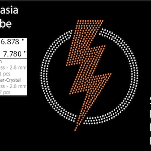 May include: A black graphic design featuring an orange dotted lightning bolt within a white dotted circle. The design includes the text "iLekasia Tribe" and file type options: SVG, DXF, EPS, and PNG. The width is 17.47 cm and the height is 19.76 cm.
