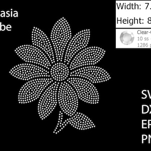 Flower Rhinestone template SVG | DXF | EPS Cricut, Silhouette | (1719)
