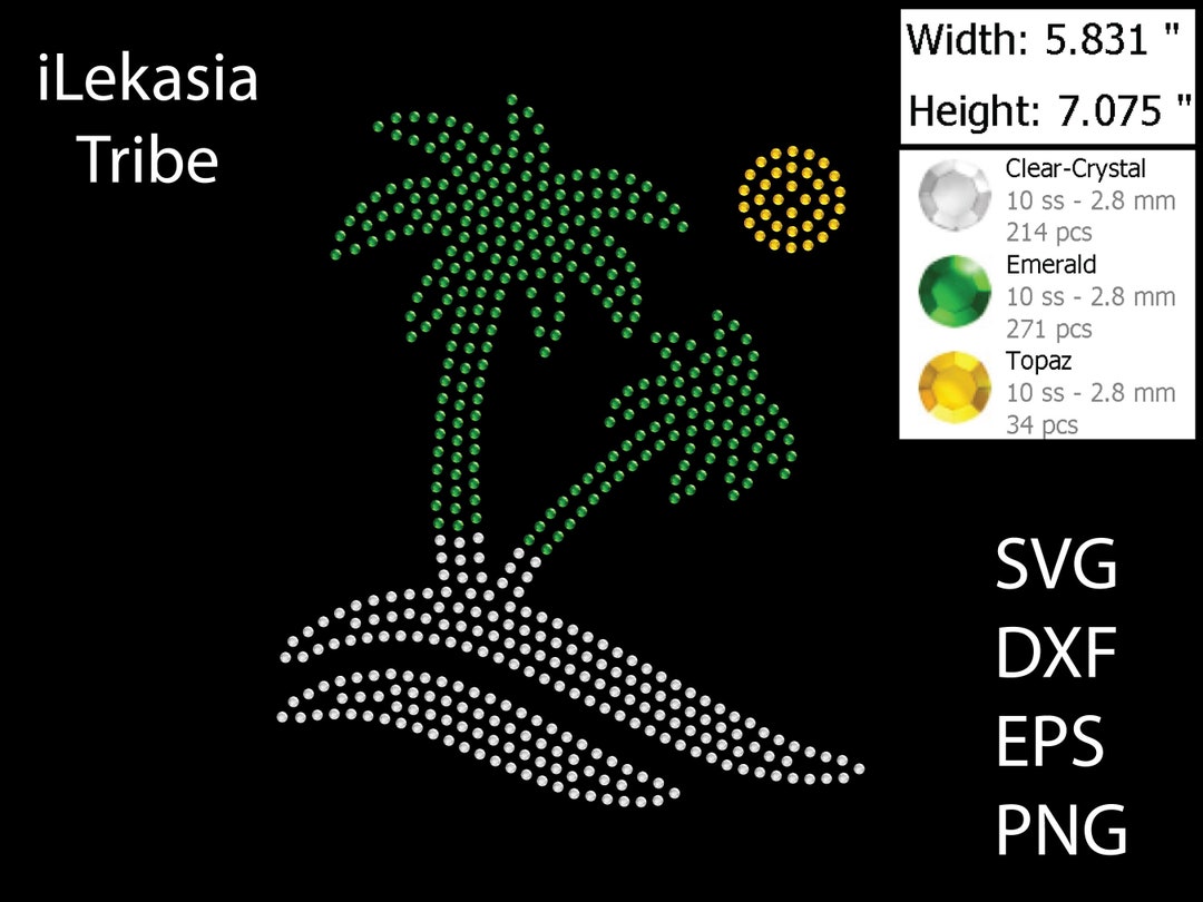 Palm Tree Rhinestone Template SVG | DXF | EPS Cricut, Silhouette ...