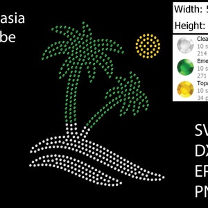 Palm Tree Rhinestone template SVG | DXF | EPS Cricut, Silhouette | (1703)