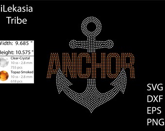 Anchor Rhinestone template SVG | DXF | EPS | Cricut, Silhouette | (2329)