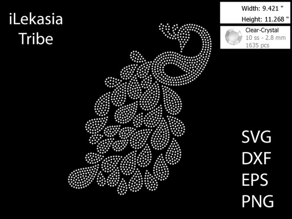 Peacock Rhinestone Template SVG DXF EPS Cricut, Silhouette