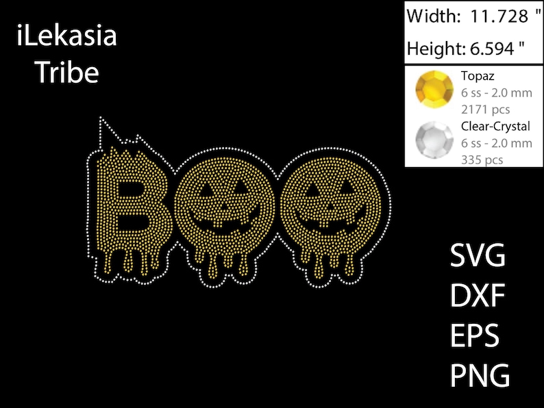 Rhinestone Boo Halloween Boo Rhinestone Template SVG | DXF | EPS Cricut, Silhouette ...