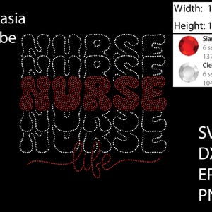 Nurse Life Rhinestone template SVG | DXF | Cricut, Silhouette | (1969)