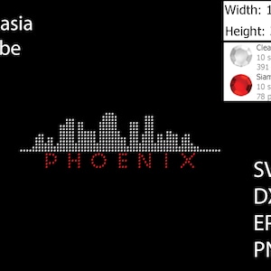 Phoenix Skyline Strass sjabloon SVG | DXf | EPS-Cricut, silhouet | (1645)