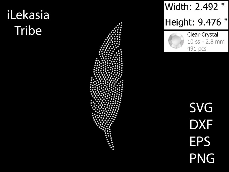 Feather Rhinestone Template SVG | DXF | EPS Cricut, Silhouette | (1738 ...