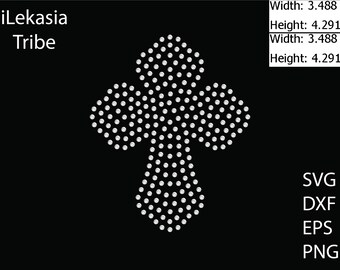 Rhinestone Template Download File Cross With Scroll Svg Dxf Eps Plt - Etsy