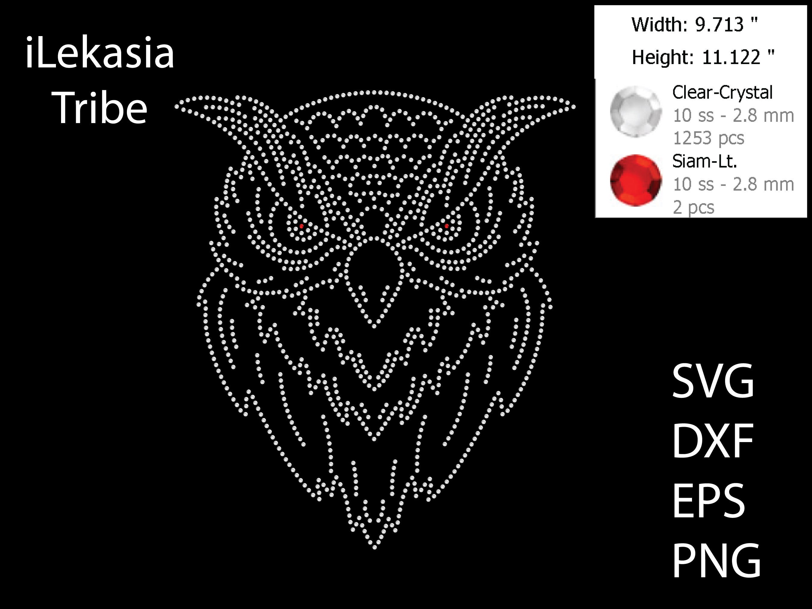Owl Face Rhinestone template SVG | DXF |EPS| Cricut, Silhouette | (1342)