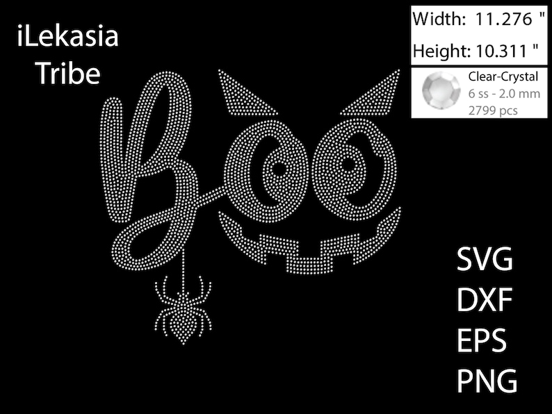 Rhinestone Boo Halloween Boo Rhinestone Template SVG | DXF | EPS Cricut, Silhouette ...