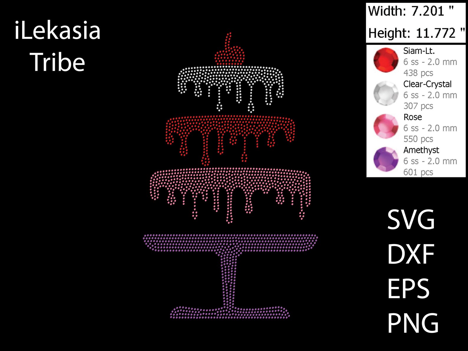 Birthday Cake Rhinestone Template SVG | DXF | EPS | Cricut, Silhouette ...