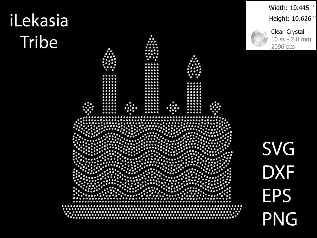 Birthday Cake Rhinestone Template SVG | DXF | EPS | Cricut, Silhouette ...