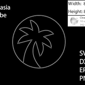 Palm Tree Rhinestone template SVG | DXF | EPS Cricut, Silhouette | (1950)